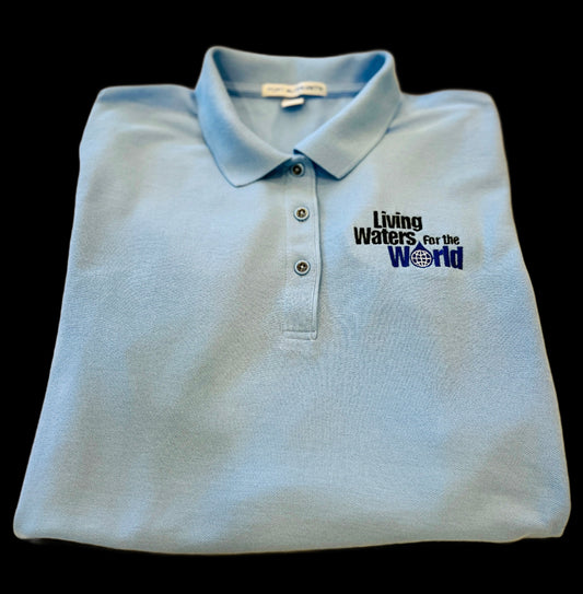 Living Waters Women’s Embroidered Polo Shirt - Light Blue