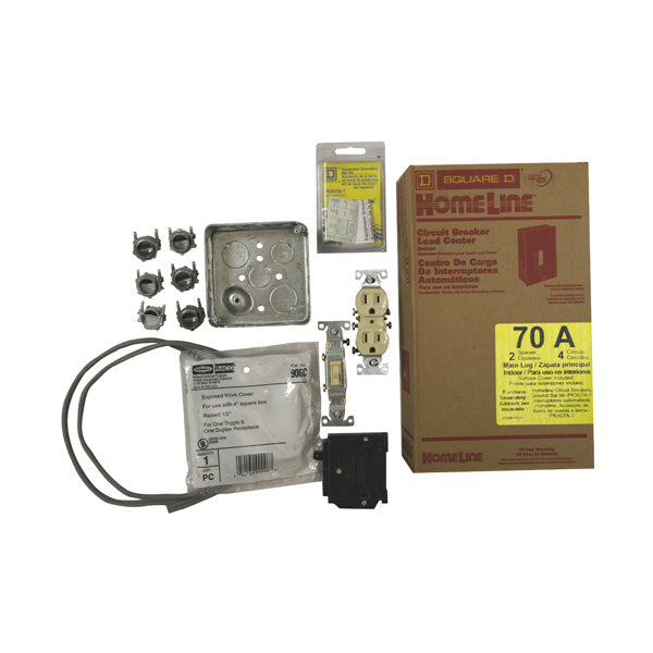 Kit 5 contains a breaker box, 20 amp breaker and switches and receptacles needed for a standard LWW system